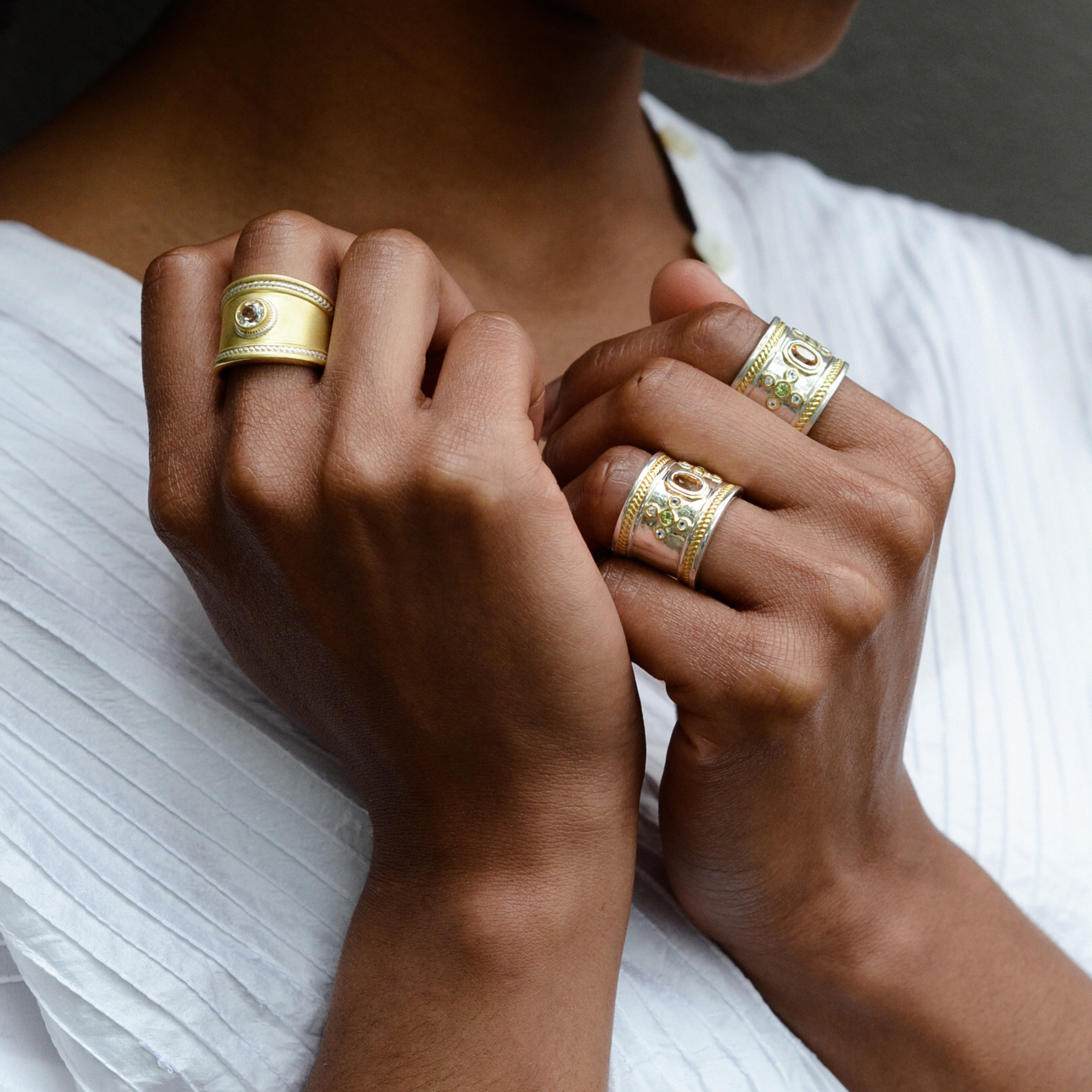 Cleopatra Ring | Assorted Stones, Sterling Silver and Gold Plate