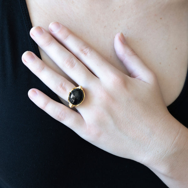 Princess Monarch Ring | Black Onyx and Gold Plated Sterling Silver