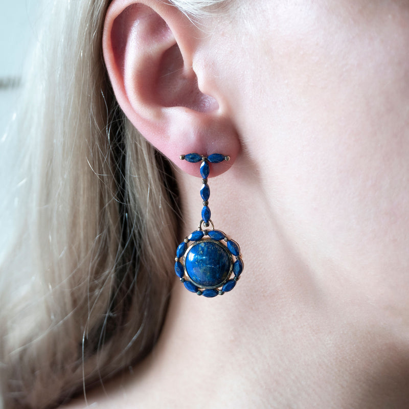 Mahu Drop Earring | Lapis and 925 Sterling Silver Gold Plate