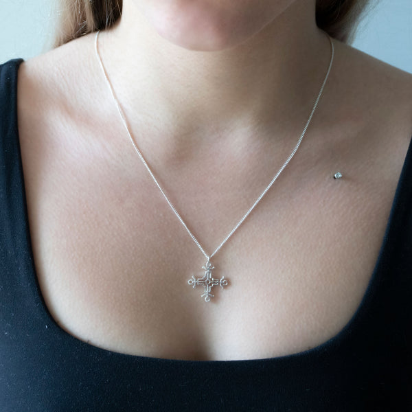 Hangman Square Necklace | 925 Sterling Silver & Rose Gold Plate