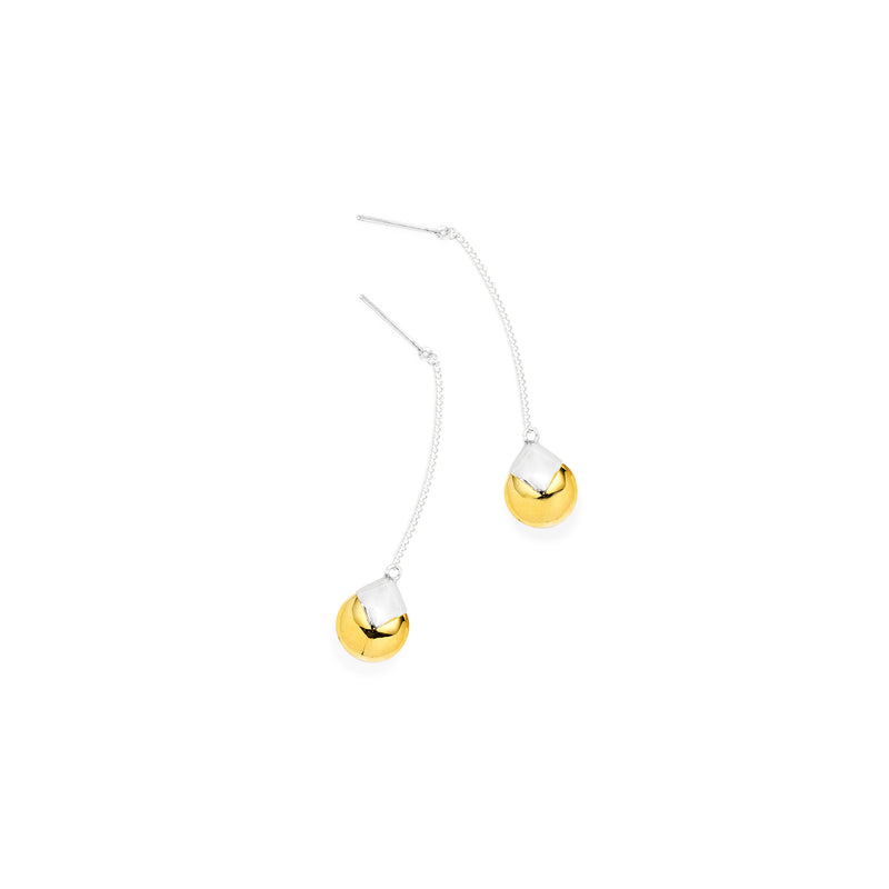 Chain Masai Short Earrings | Sterling Silver and Gold Plated Orb