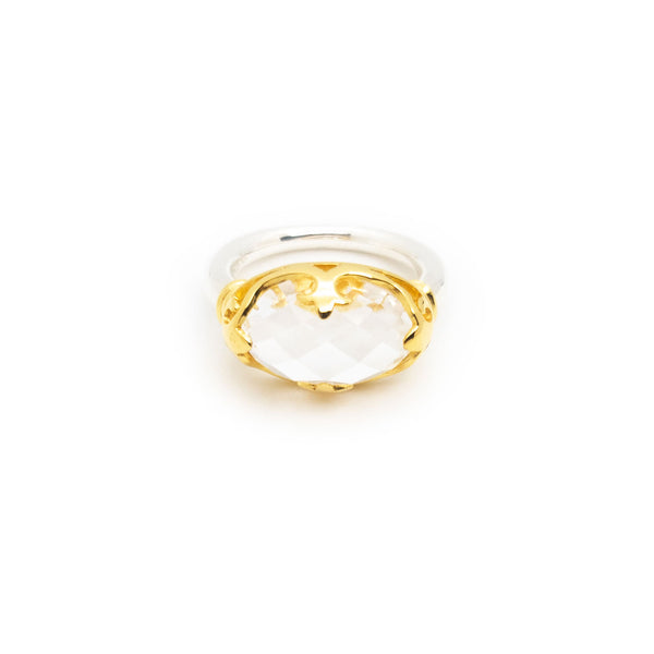 Duchess Ring | Faceted Crystal, Sterling Silver with Gold Plate