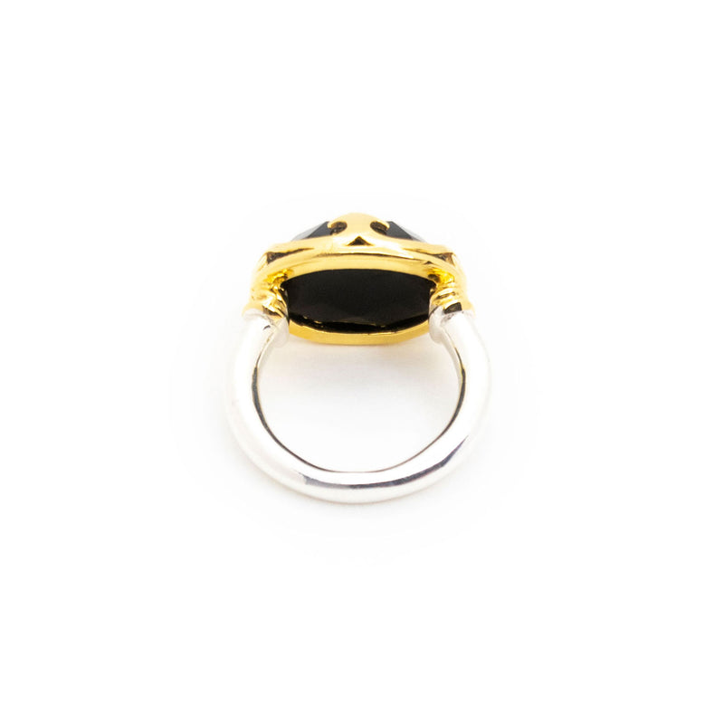 Duchess Ring | Faceted Black Onyx, Sterling Silver with Gold Plate