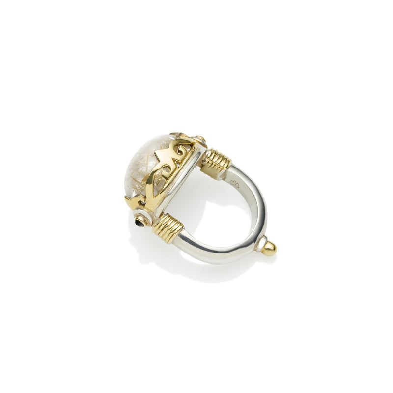 Empress Monarch Ring | Golden Rutile, Sterling Silver with Gold Plate