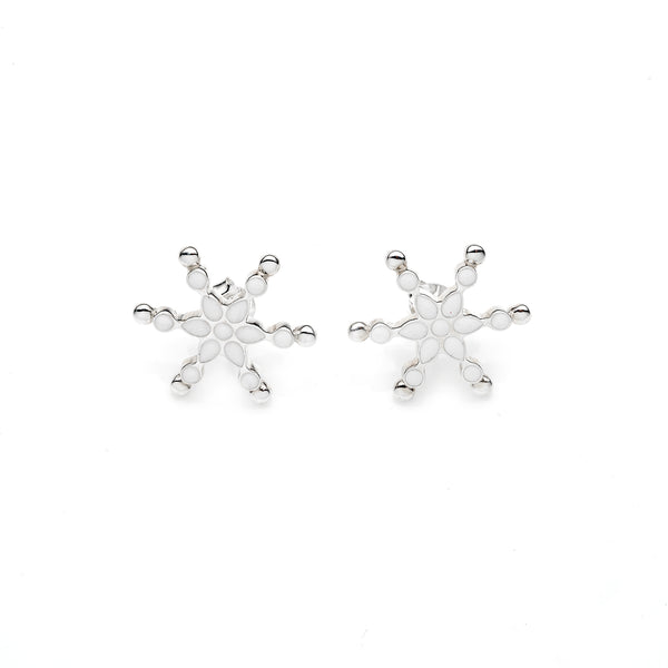 Frost Stud | White Enamel with Sterling Silver