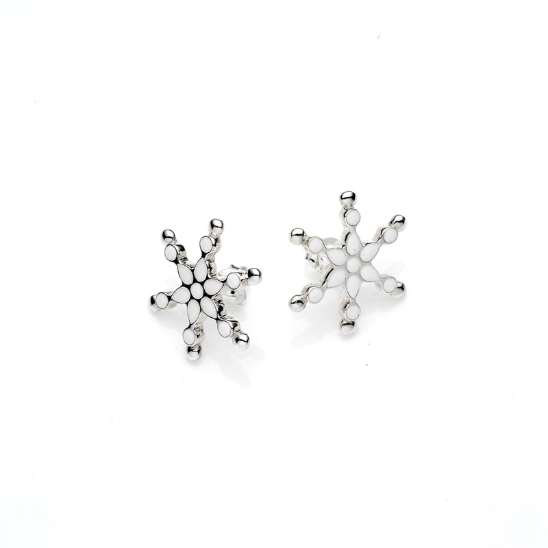 Frost Stud | White Enamel with Sterling Silver