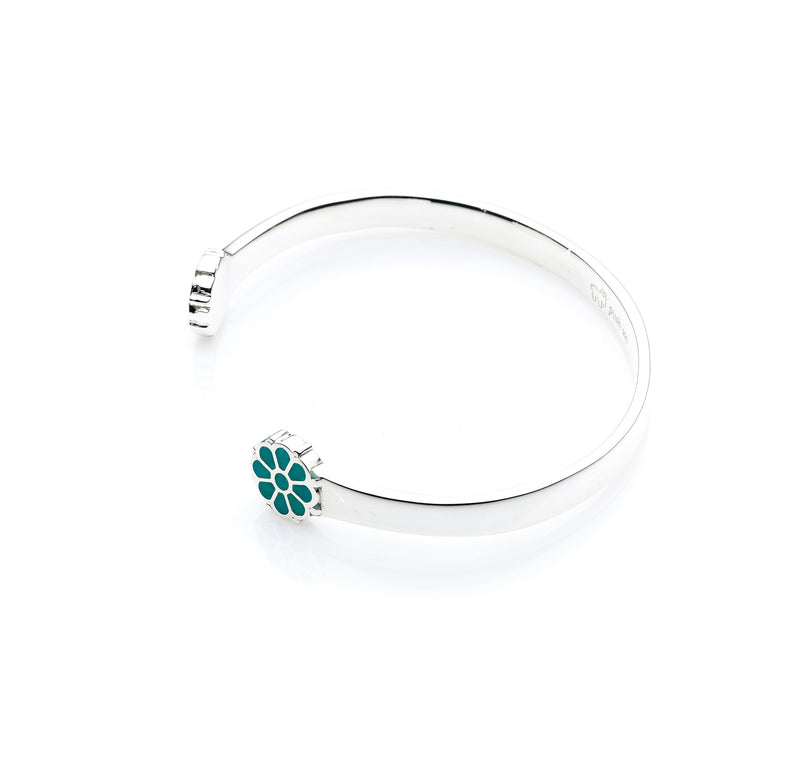 Flower Cuff | Turquoise Enamel with Sterling Silver