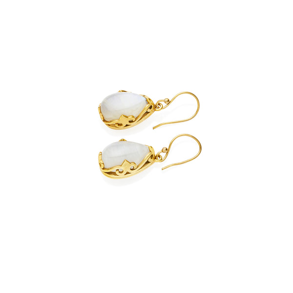 Monarch Earrings | Gold Plated Brass and Moonstone