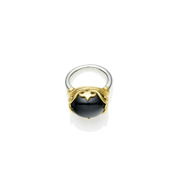 Princess Monarch Ring | Black Onyx and Gold Plated Sterling Silver