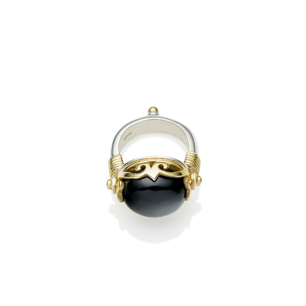 Empress Monarch Ring | Black Onyx, Sterling Silver with Gold Plate