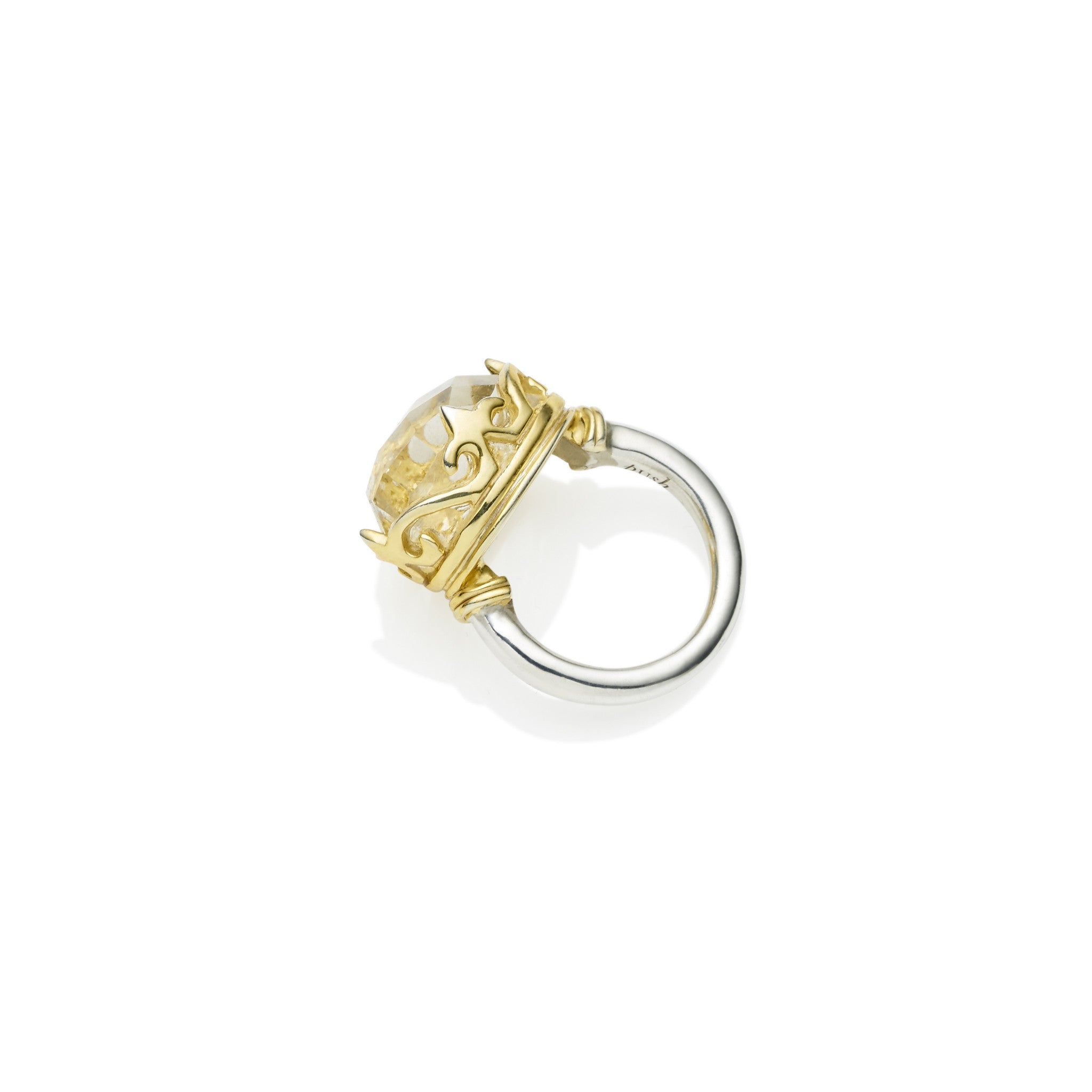 Princess Monarch Ring | Faceted Crystal and Gold Plated Sterling Silver