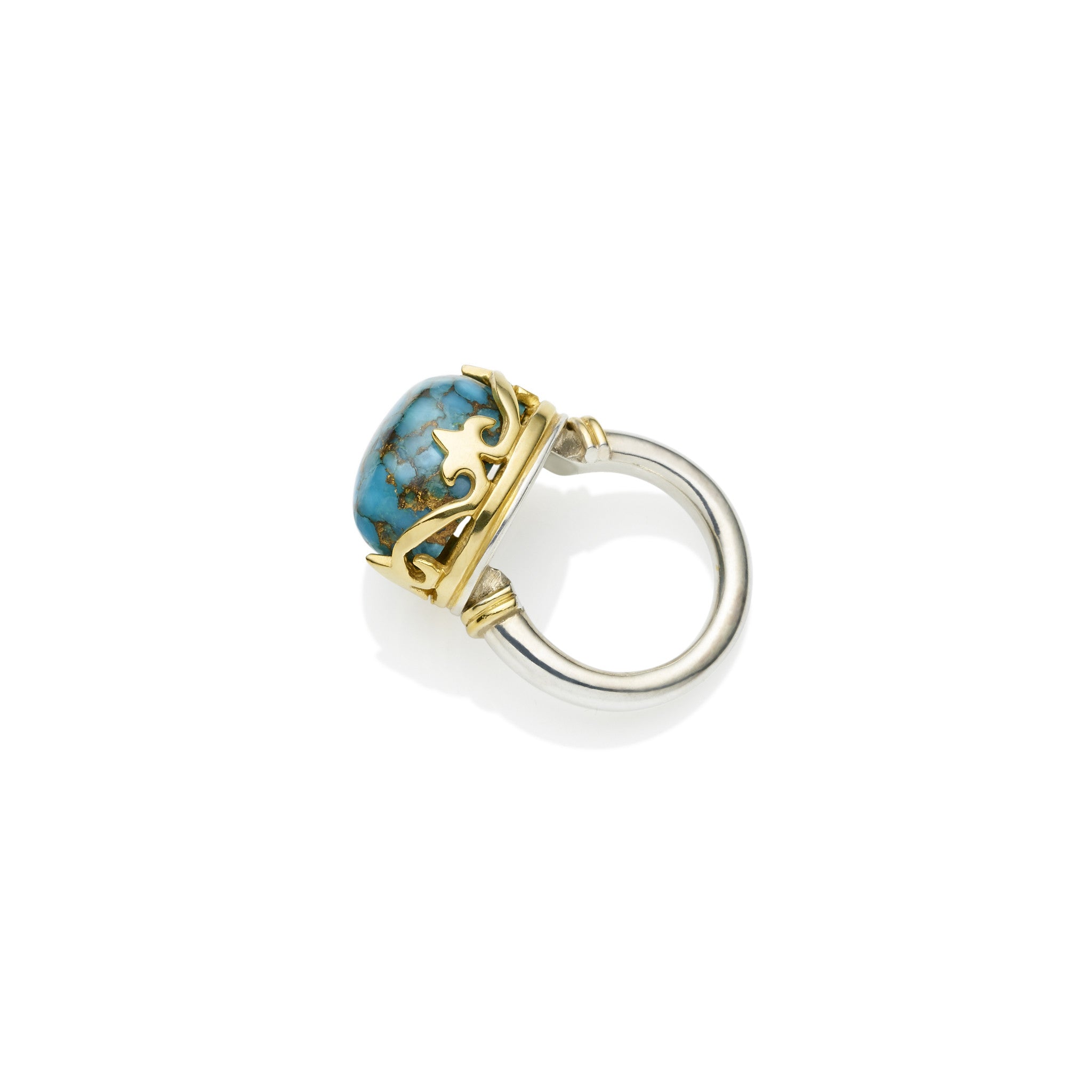 Princess Monarch Ring | Sterling Silver Gold Plate and Blue Copper Turquoise