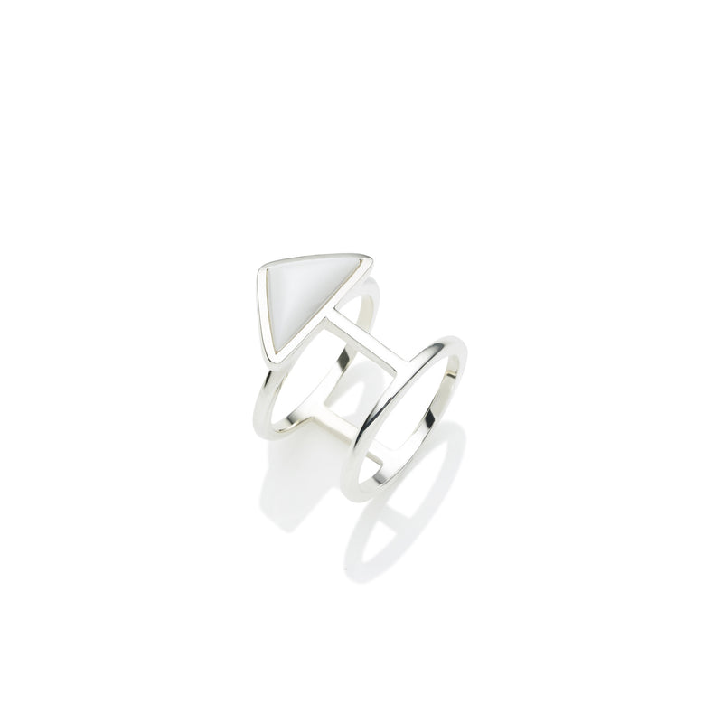En Tribe Ring | White Agate with Sterling Silver