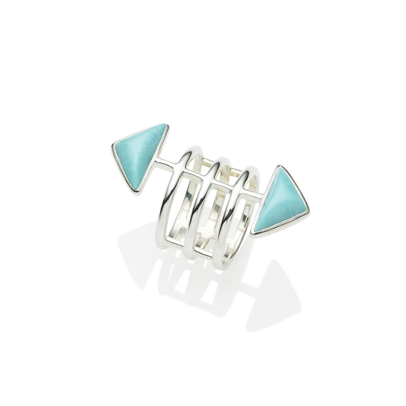 Turquoise ring, sterling silver, cage ring, jewellery designer