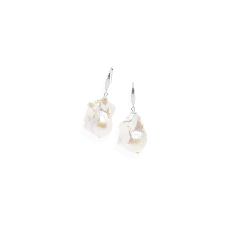 Baroque Earrings | White Pearl and Sterling Silver