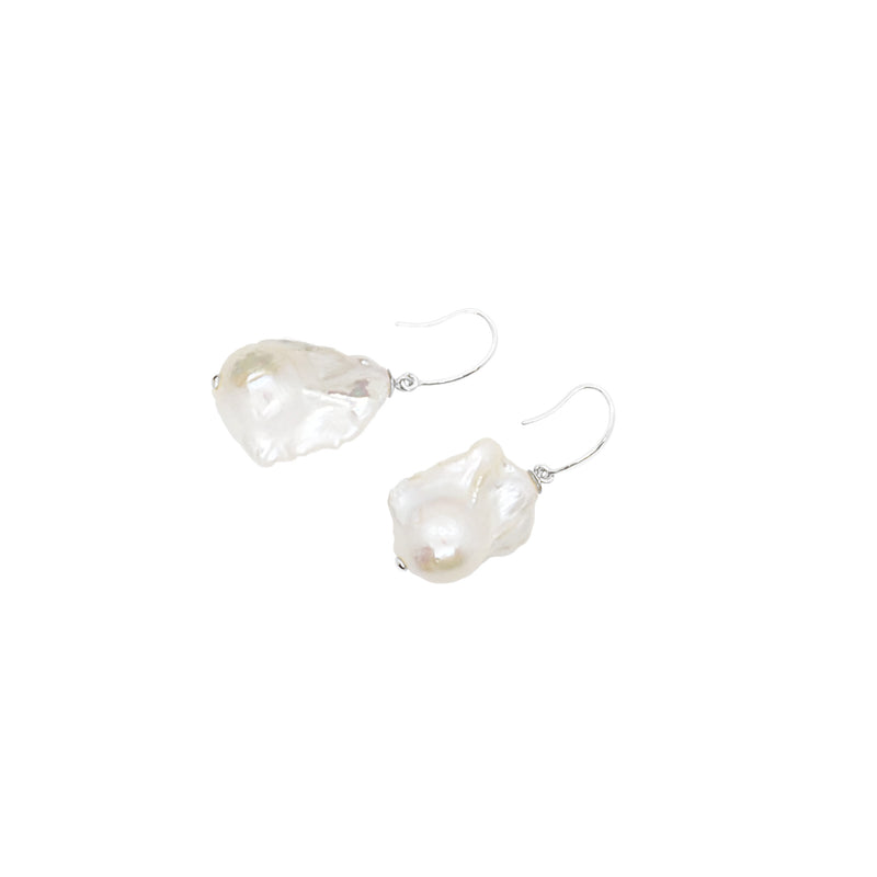 Baroque Earrings | White Pearl and Sterling Silver