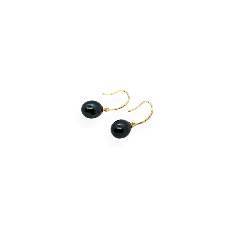 Smooth Earrings | Black Pearl, Sterling Silver and Gold Plate