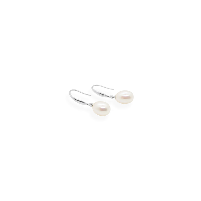 Smooth Earrings | White Pearl and Sterling Silver