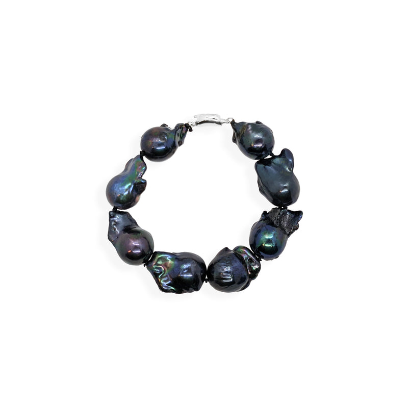 Baroque Pearl Bracelet | Black Pearl and Sterling Silver