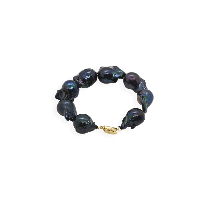 Baroque Pearl Bracelet | Black Pearl and Gold Plate