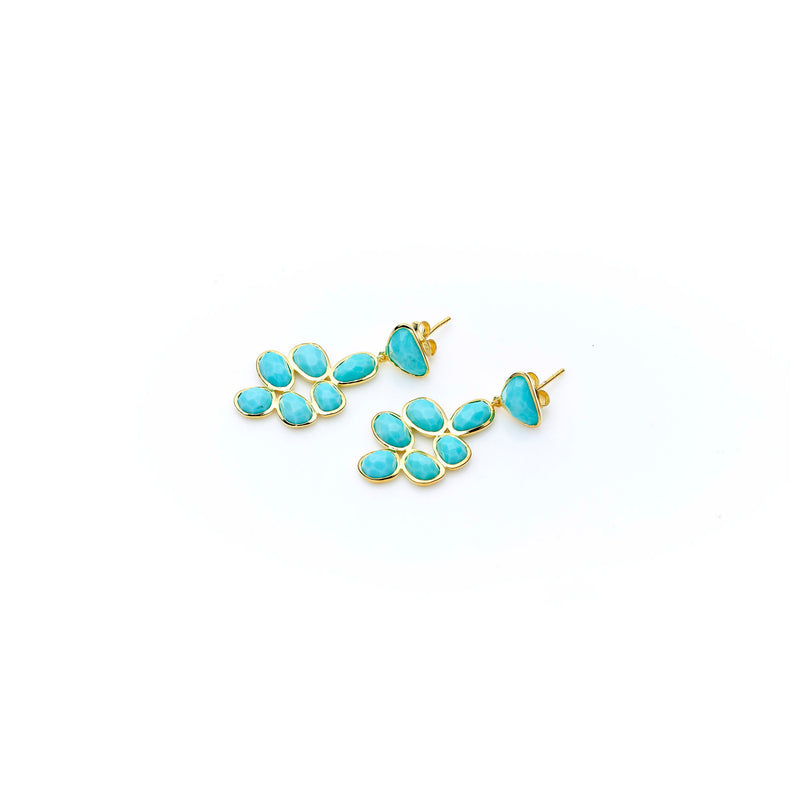Bek Earring | Turquoise with Sterling Silver and Gold Plate