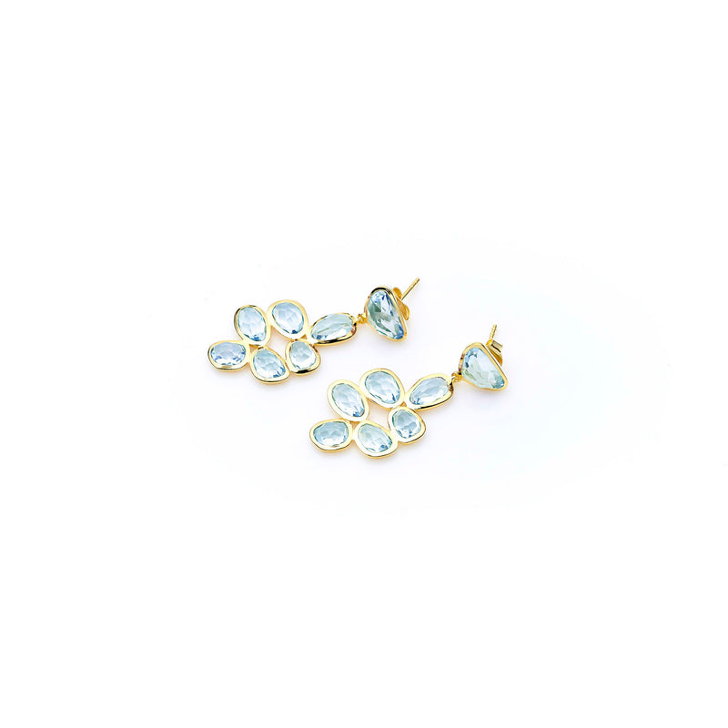 Bek Earring | Blue Topaz with Sterling Silver and Gold Plate