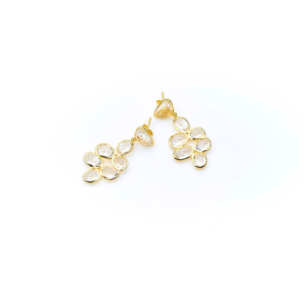 Bek Earring | Crystal with Sterling Silver and Gold Plate