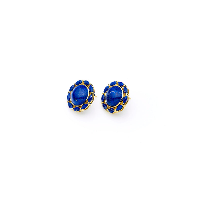 Mahu Stud | Lapis and 925 Sterling Silver Gold Plate