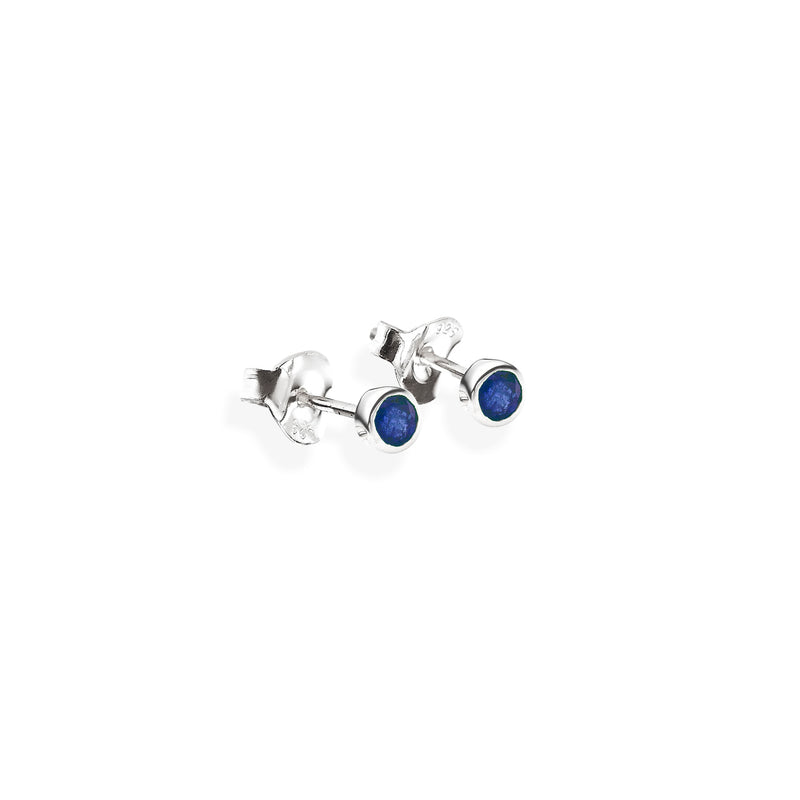 Jupiter's Moon Stud | Blue Sapphire and 925 Sterling Silver
