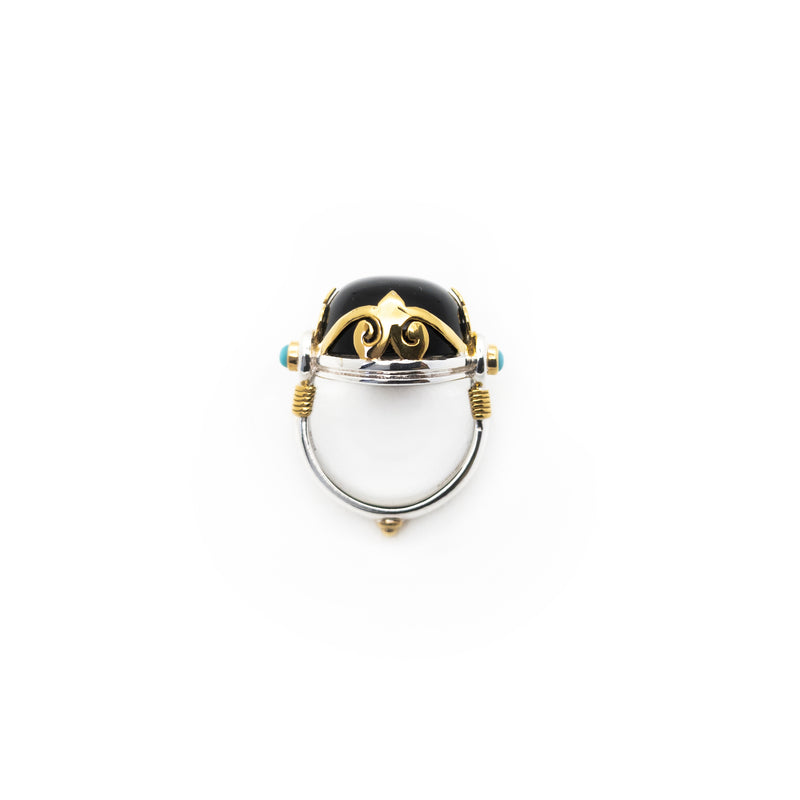 Queen Monarch Ring | Black Onyx, Sterling Silver with Gold Plate