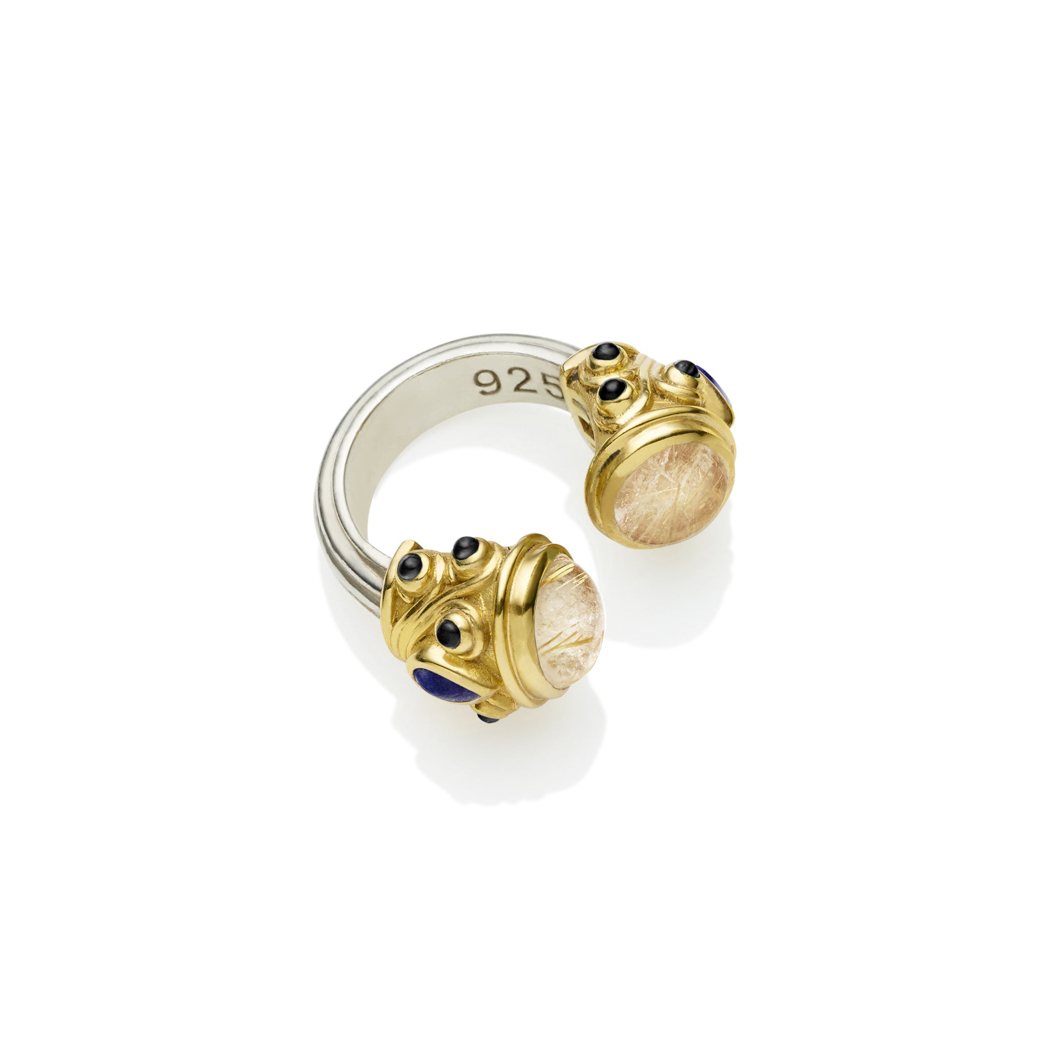 Shahaka Ring | Golden Rutile and Sterling Silver with Gold Plated