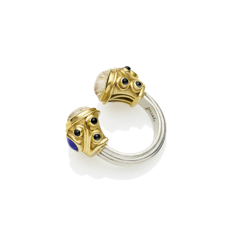 Shahaka Ring | Golden Rutile and Sterling Silver with Gold Plated