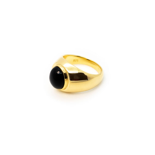 Signet Ring | Gold Plated Sterling Silver with Black Onyx