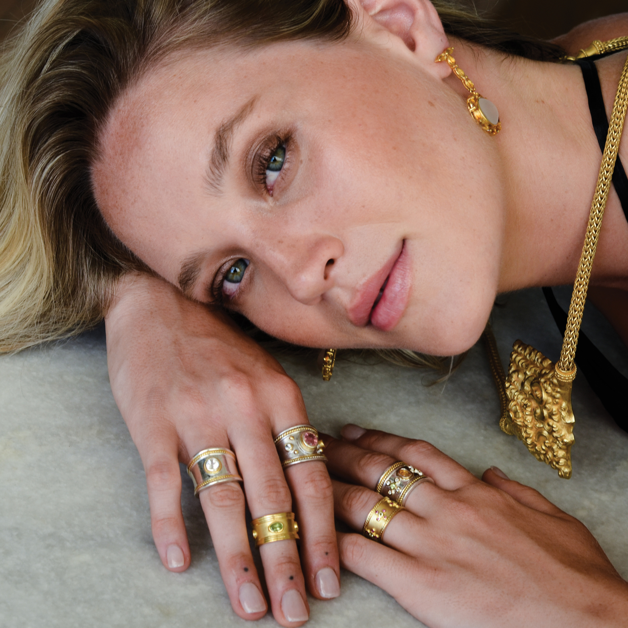 Cleopatra Ring | Assorted Stones, Sterling Silver and Gold Plate