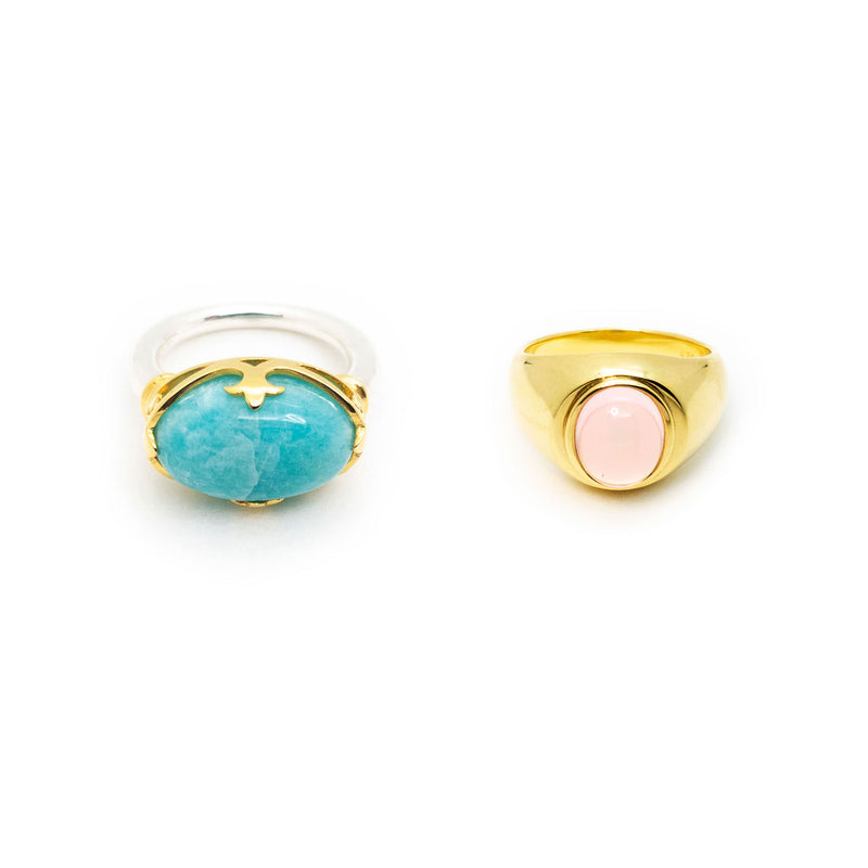 Duchess and Signet Ring Set | Amazonite and Rose Quartz | Valued at $418