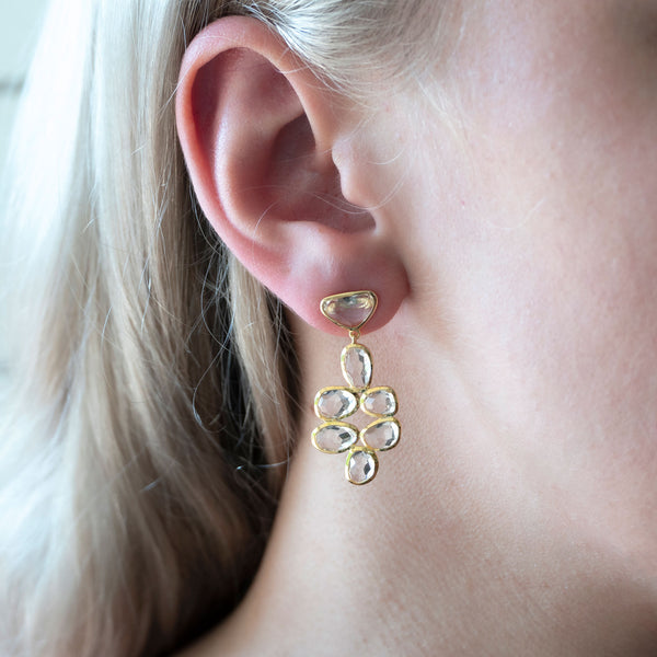 Bek Earring | Crystal with Sterling Silver and Gold Plate