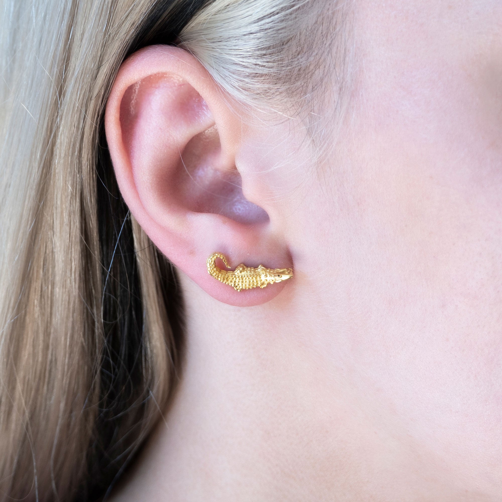 Crocodile Stud | Sterling Silver
