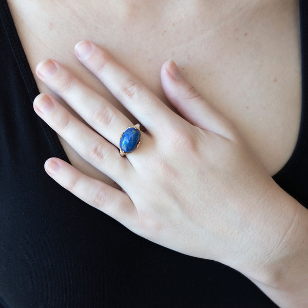 Duchess Ring | Blue Copper Turquoise, Sterling Silver with Gold Plate