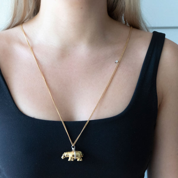 Hippo Necklace | Sterling Silver and Gold Plate