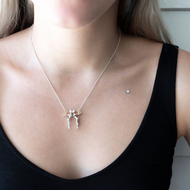 Gemini Necklace | Sterling Silver with Gold Plate