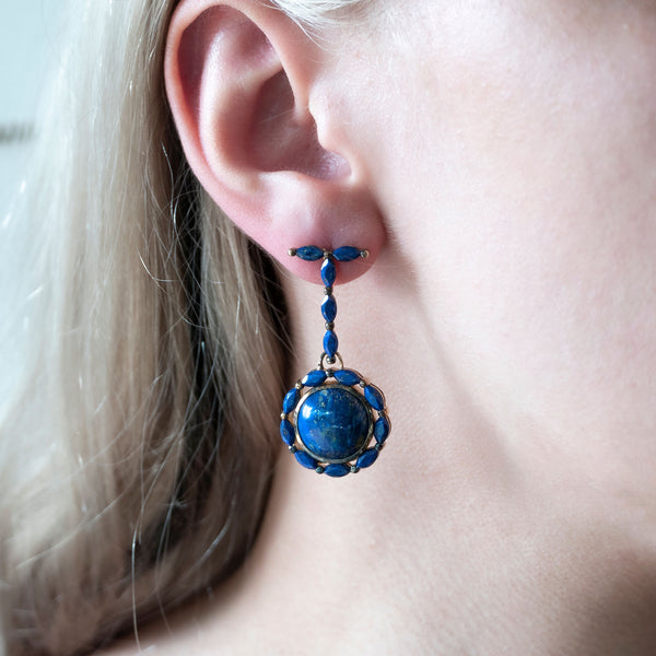 Mahu Drop Earring | Lapis and 925 Sterling Silver Gold Plate