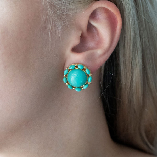 Mahu Stud | Turquoise and 925 Sterling Silver Gold Plate