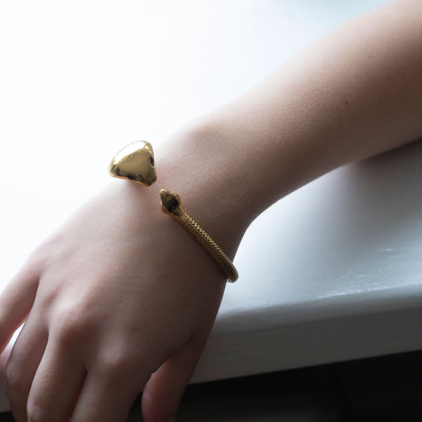 Mother Serpent Bangle | Gold Plate