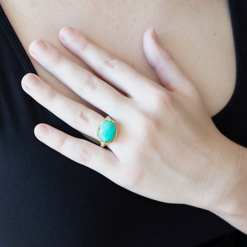 Princess Monarch Ring | Turquoise and Gold Plated Sterling Silver