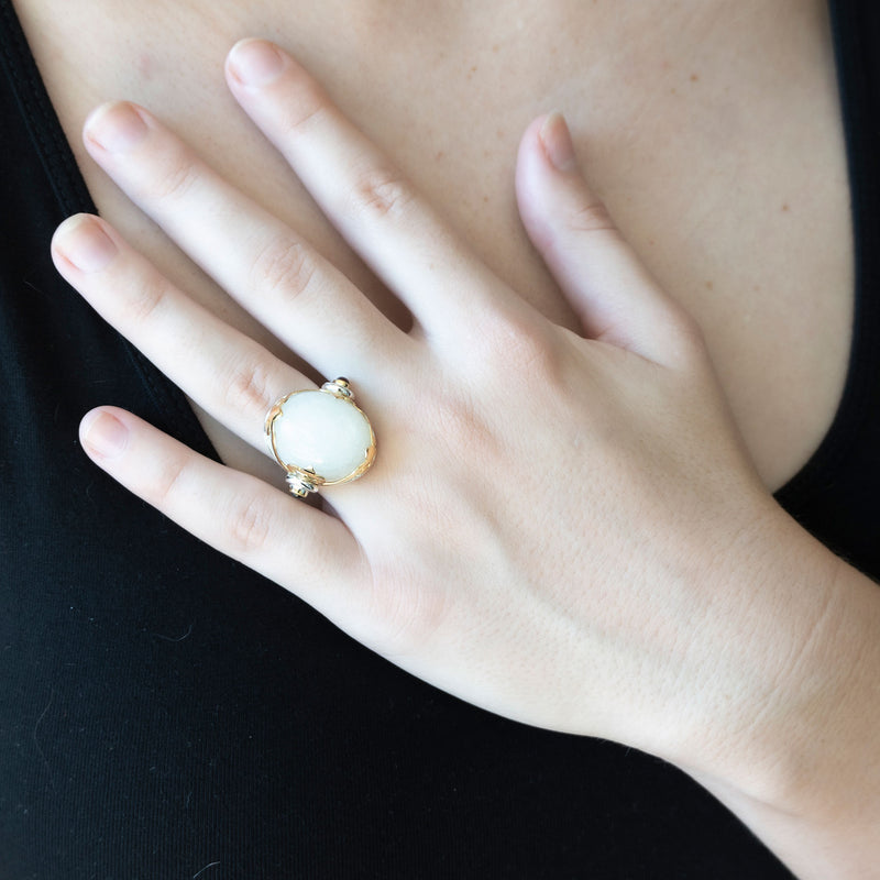 Queen Monarch Ring | Moonstone, Sterling Silver with Gold Plate