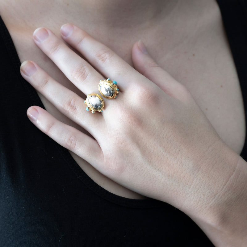 Shahaka Ring | Turquoise and Sterling Silver with Gold Plate