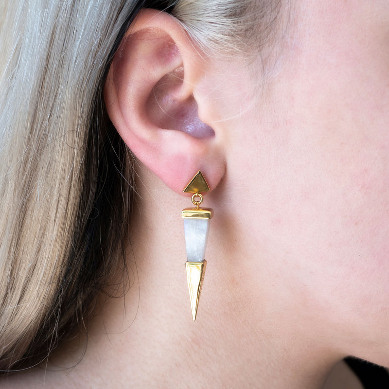 Shard Earrings | Gold Plate and White Calcite