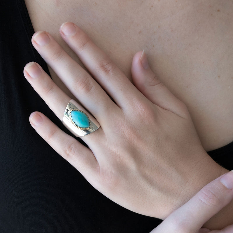Shield Ring | American Turquoise & 925 Sterling Silver