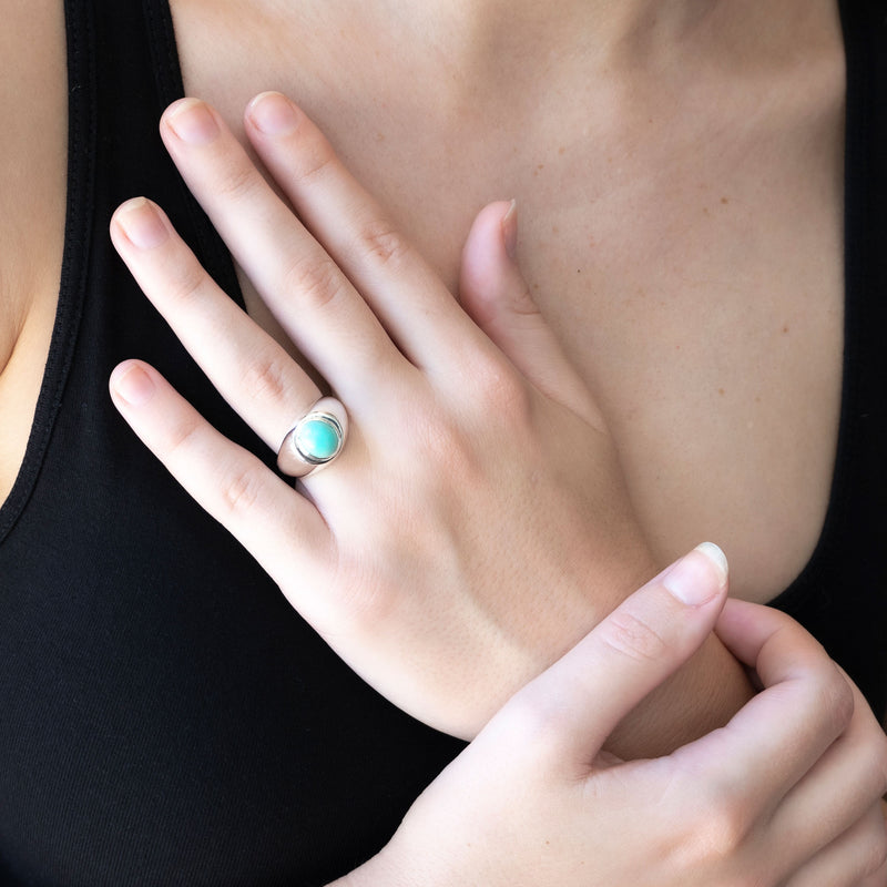 Duchess and Signet Ring Set | Blue Copper Turquoise and Blue Topaz | Valued at $471
