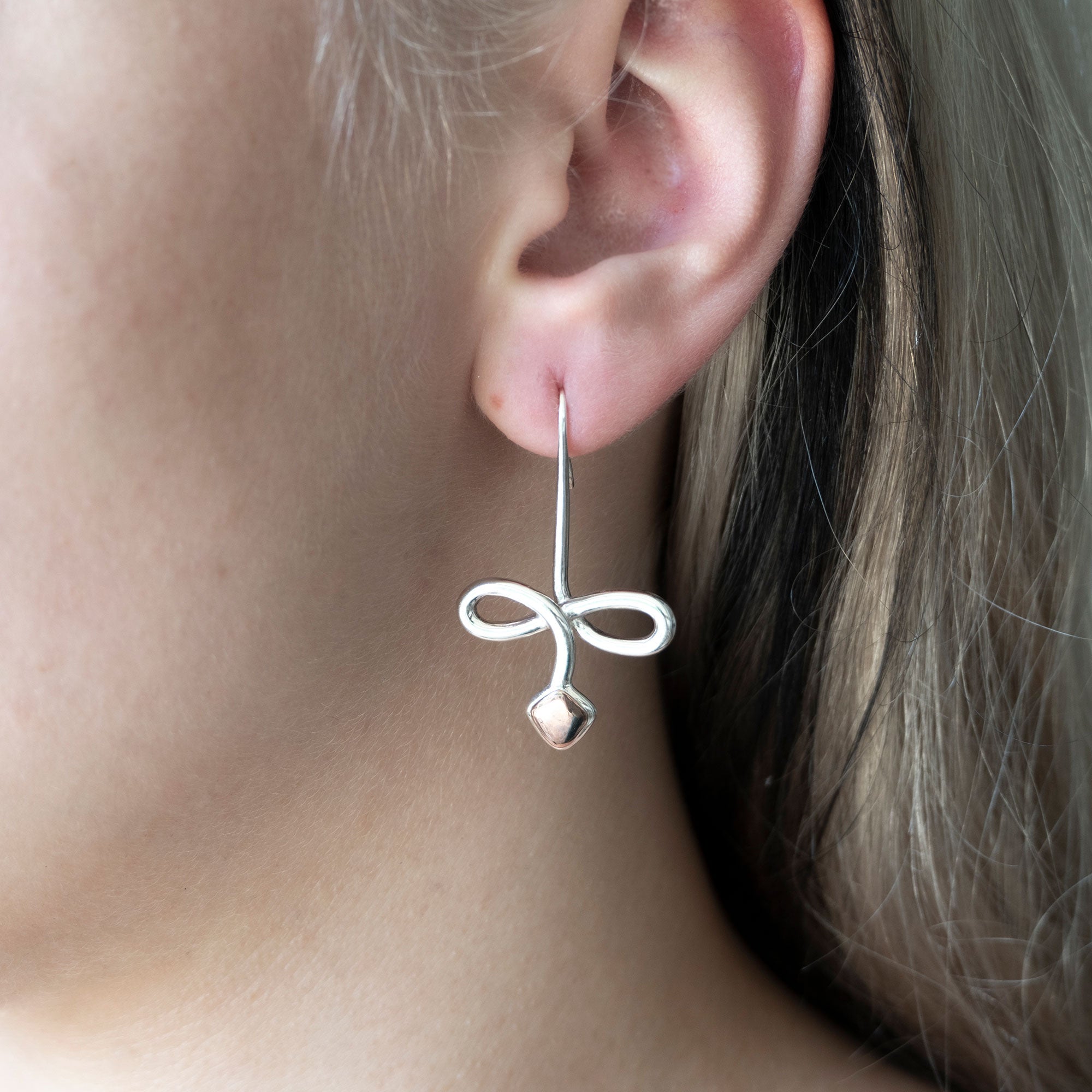 Snake Drop Earring | 925 Sterling Silver Rose Gold Plate